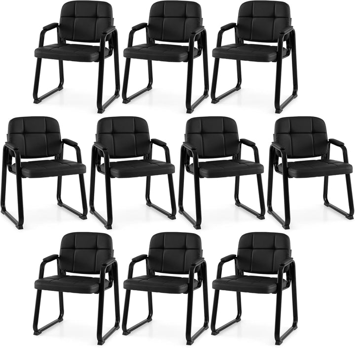 Giantex Waiting Room Leather Office Reception Chairs with Padded Armrests