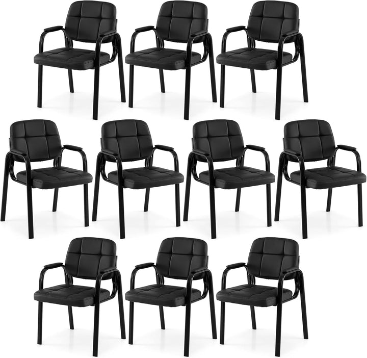 Giantex Leather Office Reception Chairs with Padded Armrests