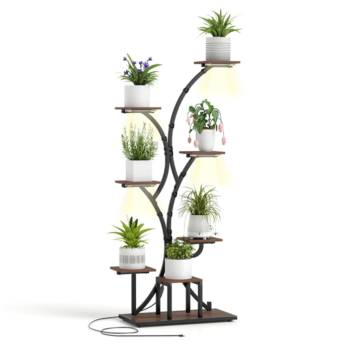 Giantex Plant Stand Indoor with Grow Lights 8-Tier 58" Tall Corner Metal Plant Shelf