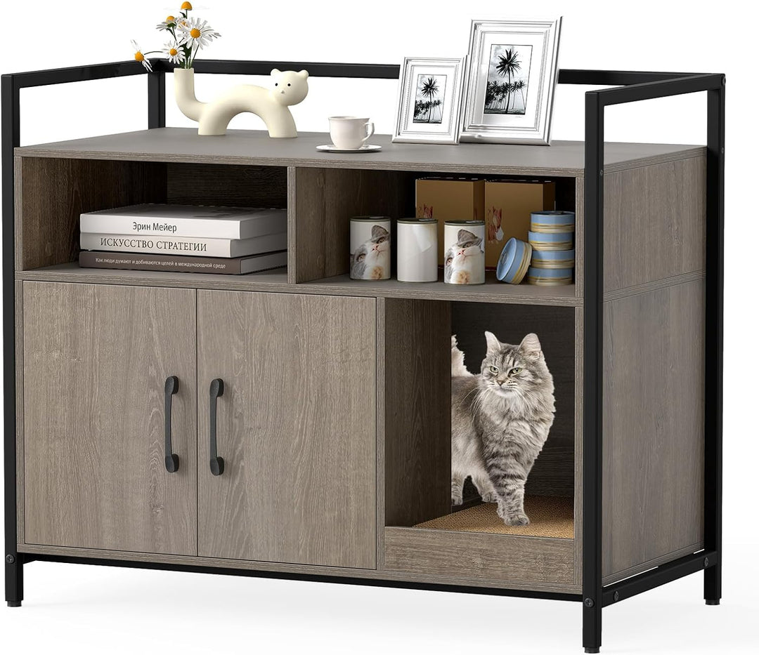Giantex Cat Litter Box Enclosure - Cat Washroom Hidden Furniture with Front Entry
