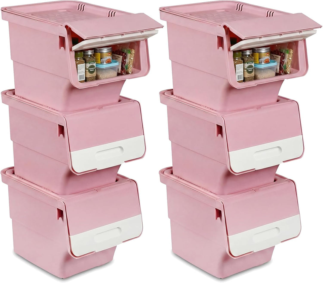 Giantex Plastic Stackable Storage Bins with Lids &amp; Wheels