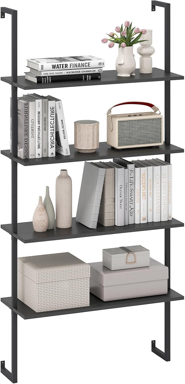 Giantex 4 Tier Modern Wall Mounted Bookshelf Set