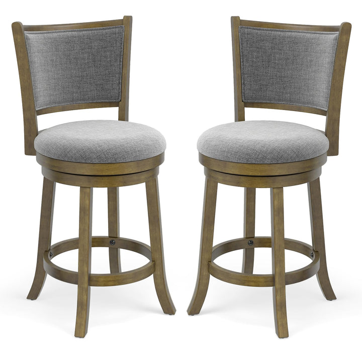 Giantex 25" Counter Height Bar Stools Set of 2/4 with Rubber Wood Frame &amp; Upholstered Seat