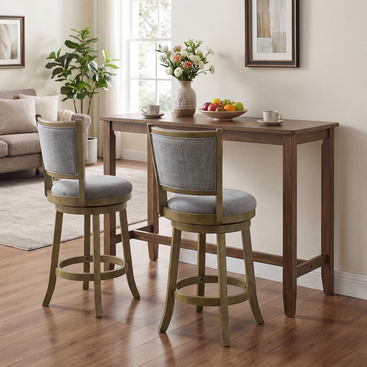 Giantex 25" Counter Height Bar Stools Set of 2/4 with Rubber Wood Frame &amp; Upholstered Seat