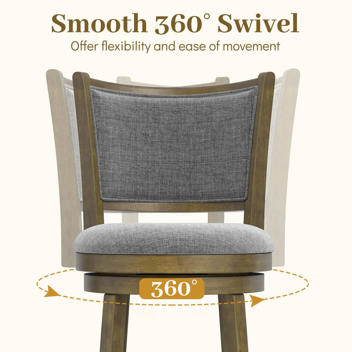 Giantex 25" Counter Height Bar Stools Set of 2/4 with Rubber Wood Frame &amp; Upholstered Seat