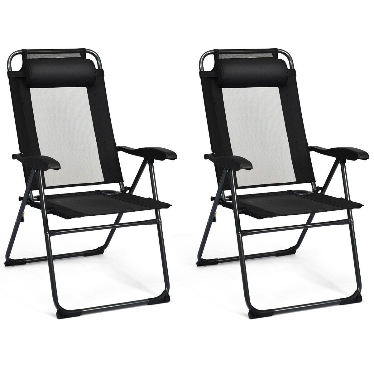 Giantex Set of 2 Patio Dining Chairs, Folding Lounge Chairs with 7 Level Adjustable Backrest