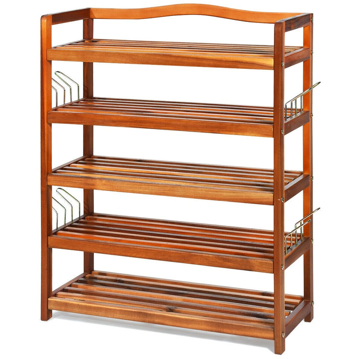 Giantex 5-Tier Wood Shoe Rack Entryway Shoe Shelf Storage Organizer for Hallway, 33"Lx10"Wx32"H