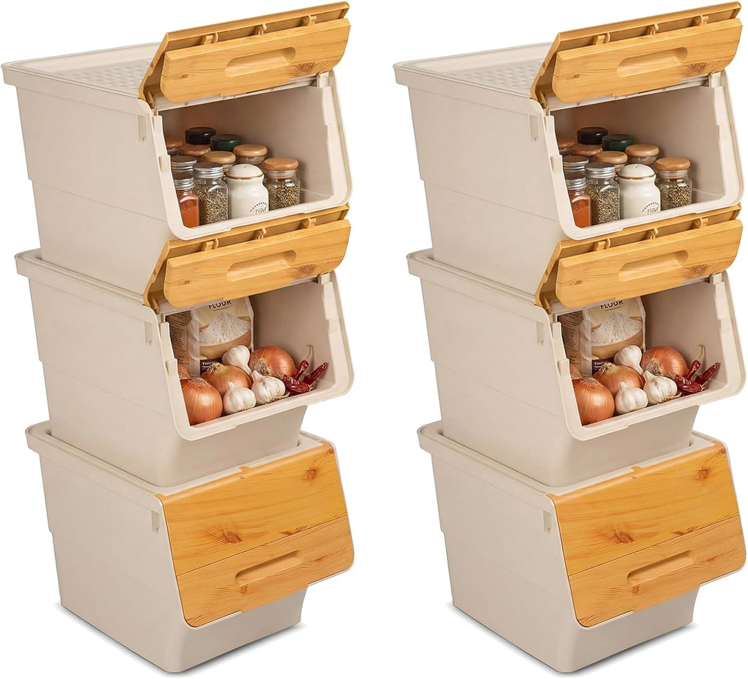 Giantex Plastic Stackable Storage Bins with Lids &amp; Wheels