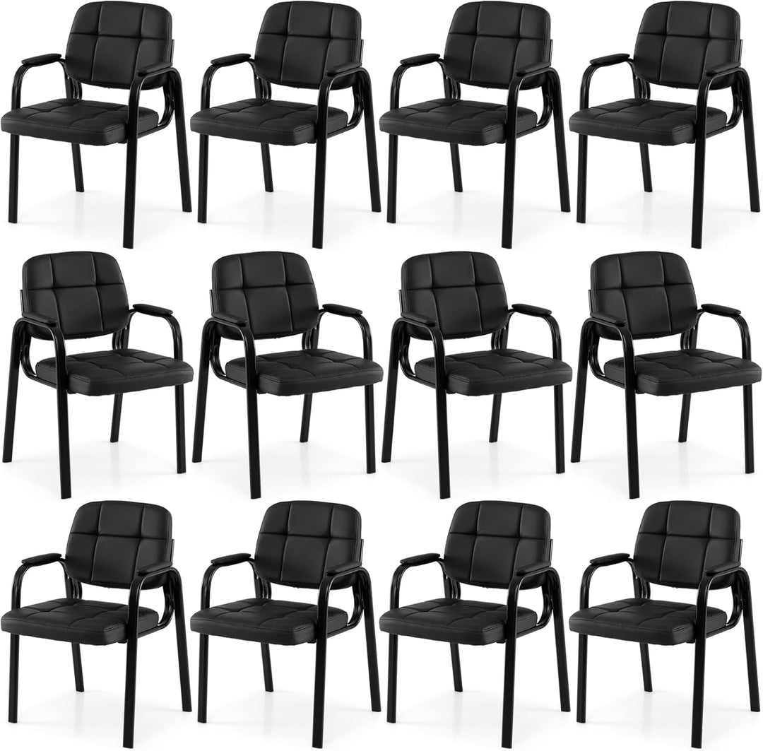 Giantex Leather Office Reception Chairs with Padded Armrests