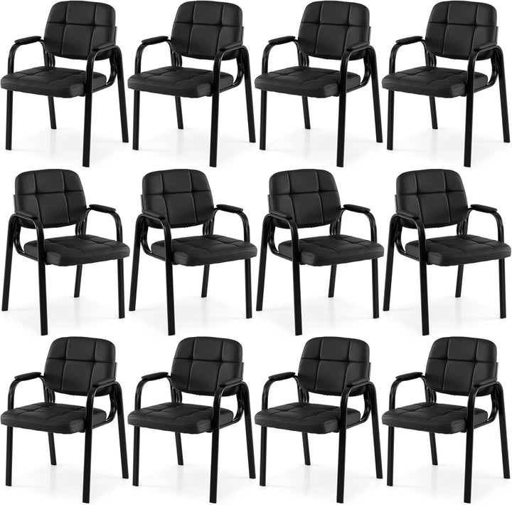 Giantex Leather Office Reception Chairs with Padded Armrests