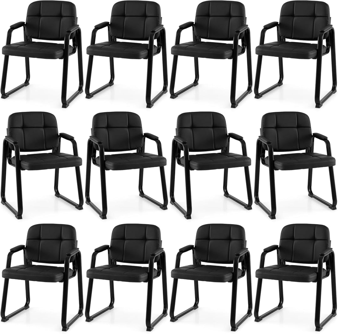 Giantex Waiting Room Leather Office Reception Chairs with Padded Armrests