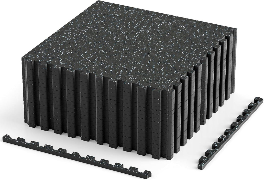 Giantex 0.39" Thick 24" x24" Interlocking Rubber Gym Floor Mats with Border Strips