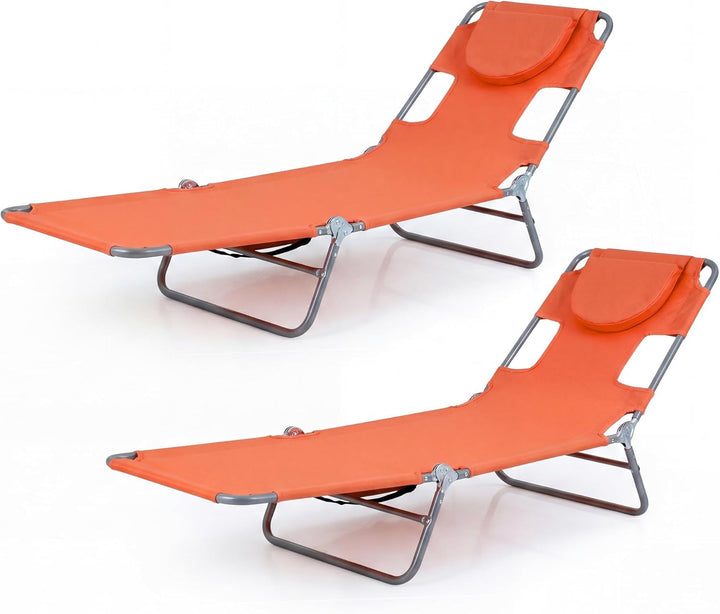 Giantex Folding Tanning Chair with Face Hole &amp; 5-Position Adjustable Backrest (1/2)