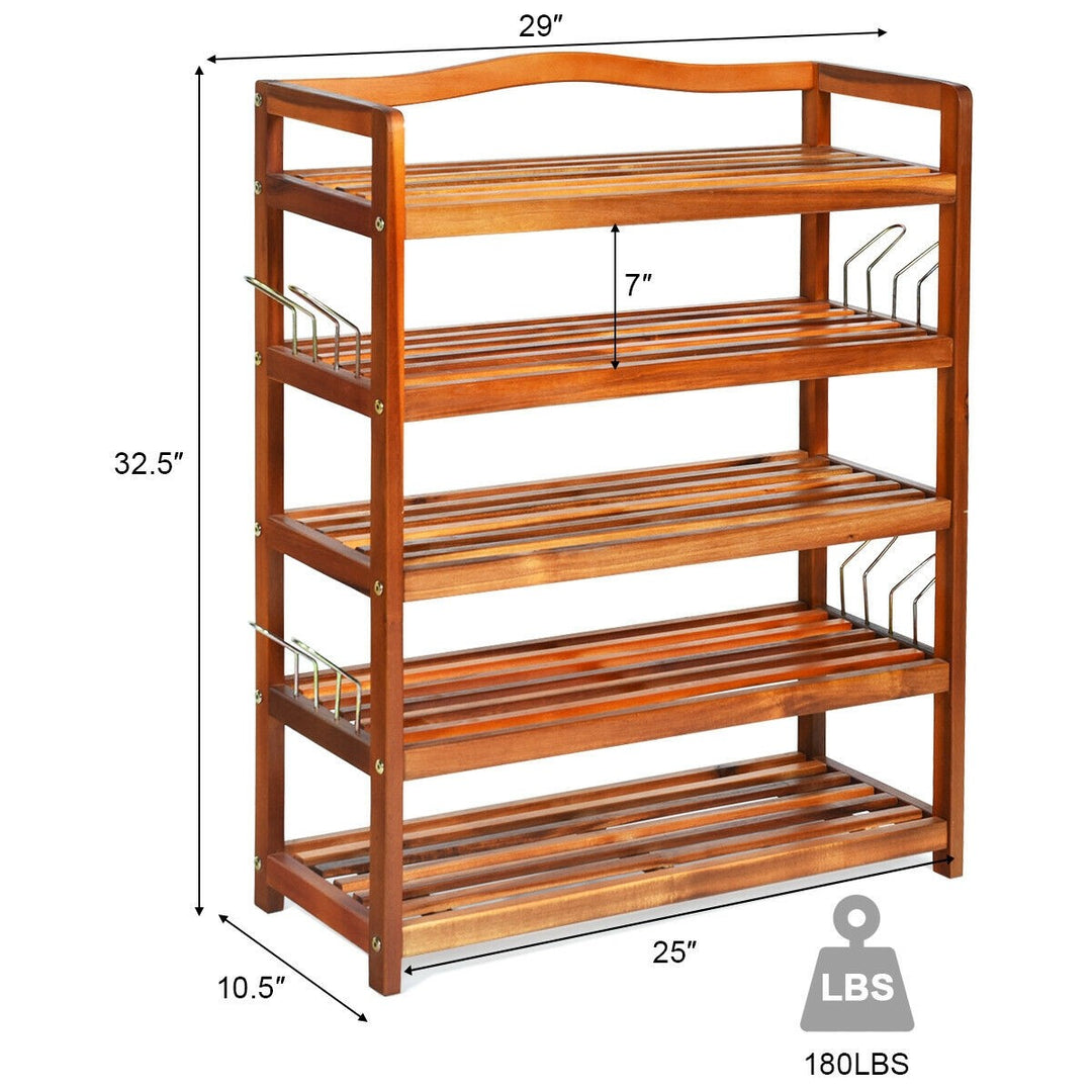 Giantex 5-Tier Wood Shoe Rack Entryway Shoe Shelf Storage Organizer for Hallway, 33"Lx10"Wx32"H