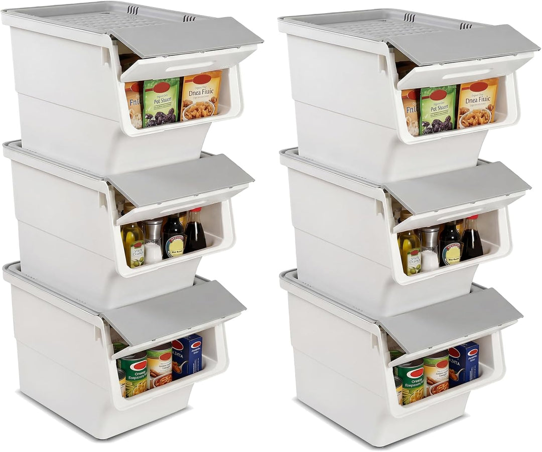Giantex Plastic Stackable Storage Bins with Lids &amp; Wheels