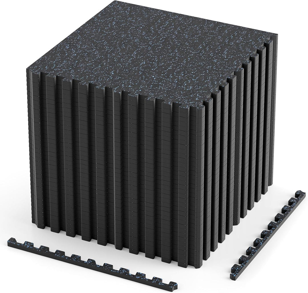 Giantex 0.39" Thick 24" x24" Interlocking Rubber Gym Floor Mats with Border Strips