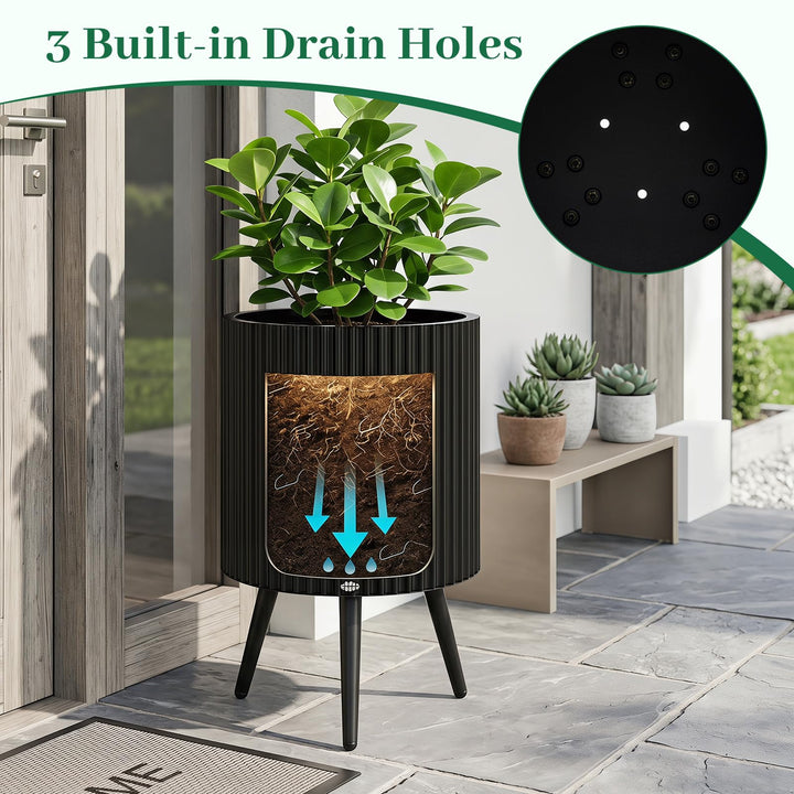 Giantex 14 Inch Plant Pot with Stand with Built-in Drainage Holes