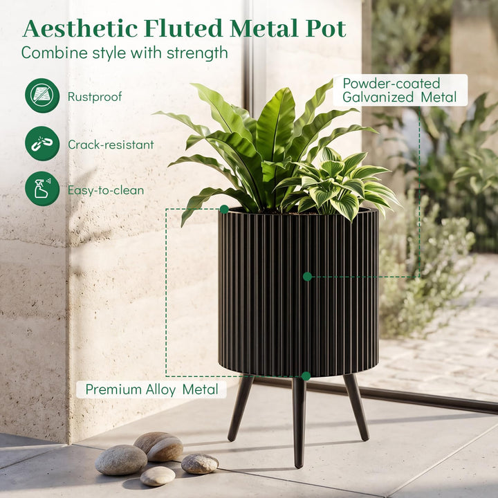 Giantex 14 Inch Plant Pot with Stand with Built-in Drainage Holes