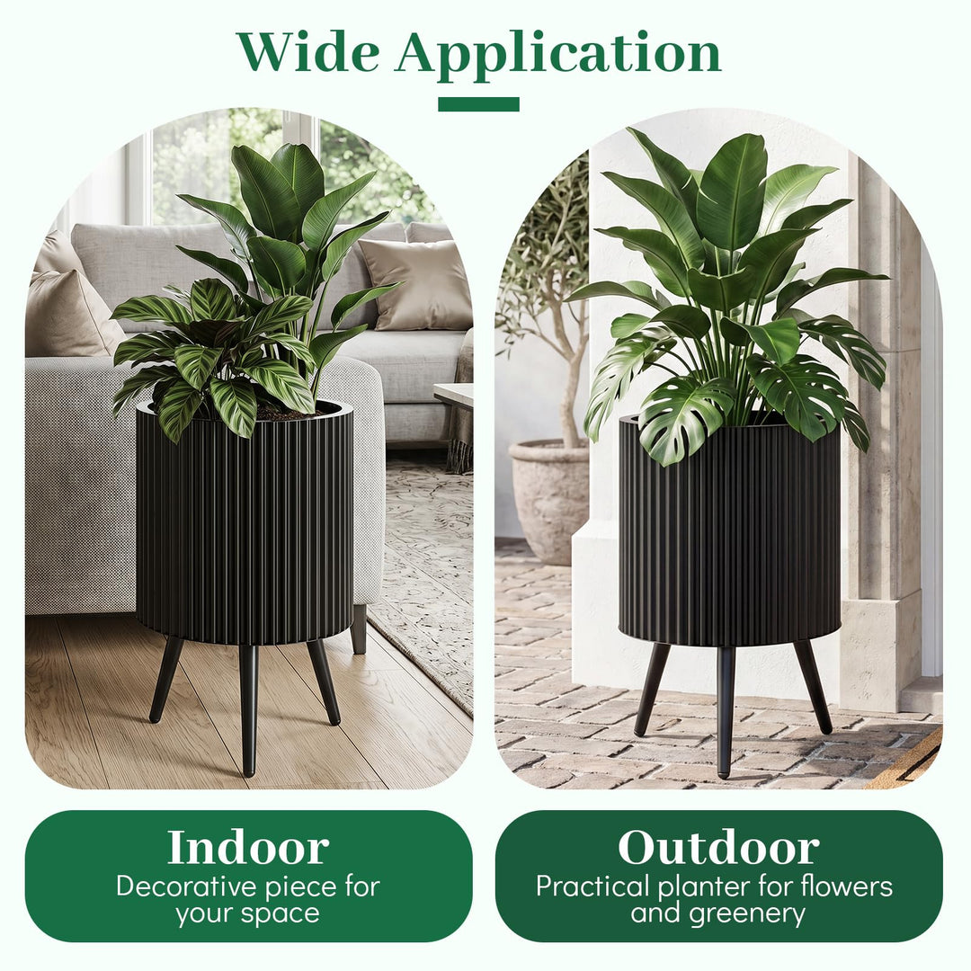 Giantex 14 Inch Plant Pot with Stand with Built-in Drainage Holes