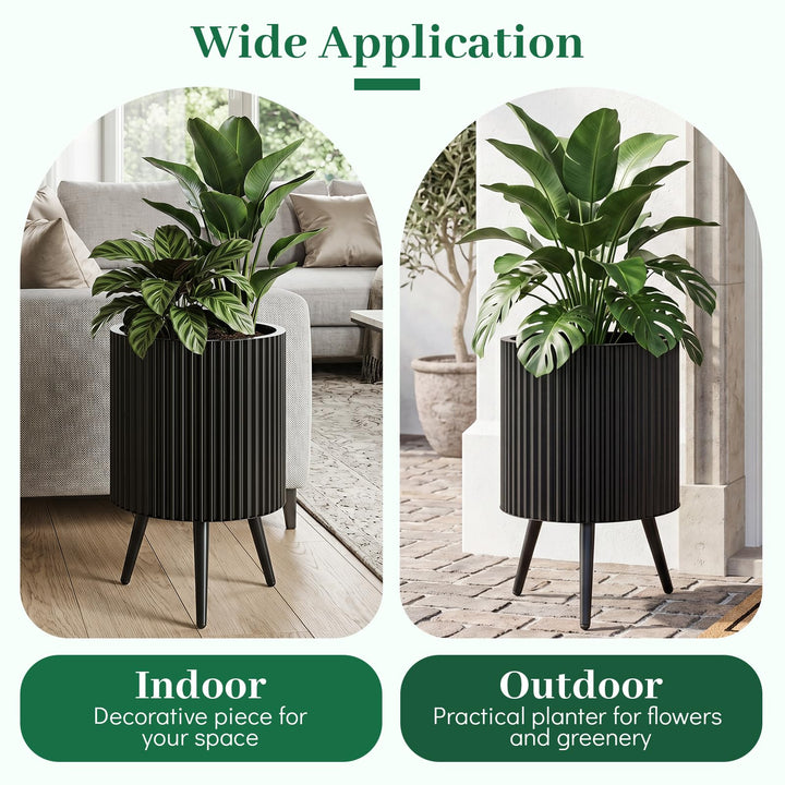 Giantex 14 Inch Plant Pot with Stand with Built-in Drainage Holes