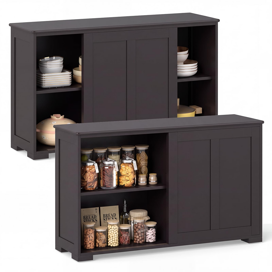 Giantex Buffet Cabinet with Storage, Coffee Bar Wine Cabinet, Farmhouse Sideboard w/Sliding Door