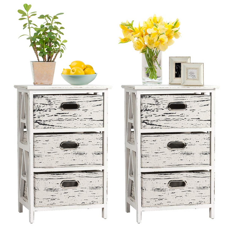 Giantex Storage Drawer Units W/ 3 Fabrics Storage Drawers and Wood Frame (1)