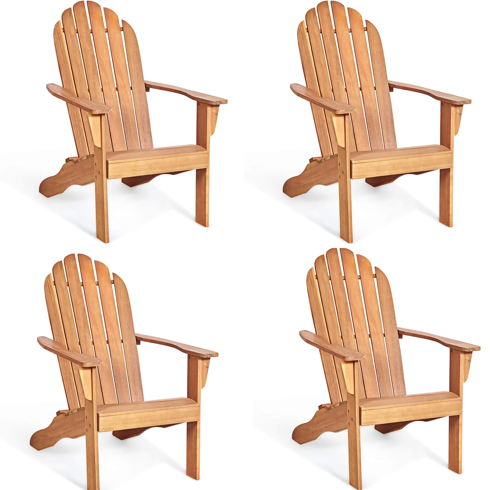 Giantex Adirondack Chair Outdoor Wooden W/Ergonomic Design Acacia Chair for Yard
