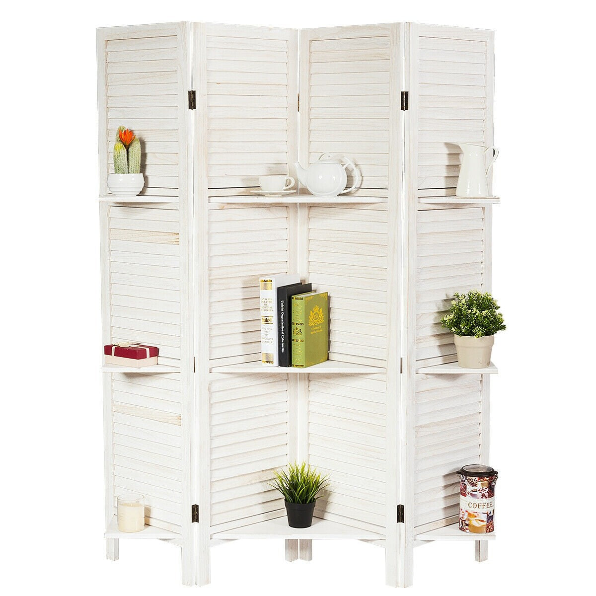 Giantex 4 Panel 5.6 Ft Tall Wood Room Divider