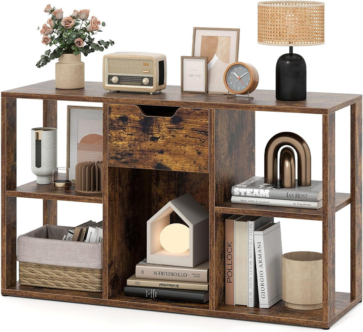 GIANTEX 5-Cube Storage Organizer with Drawer, 3-Tier Bookcase