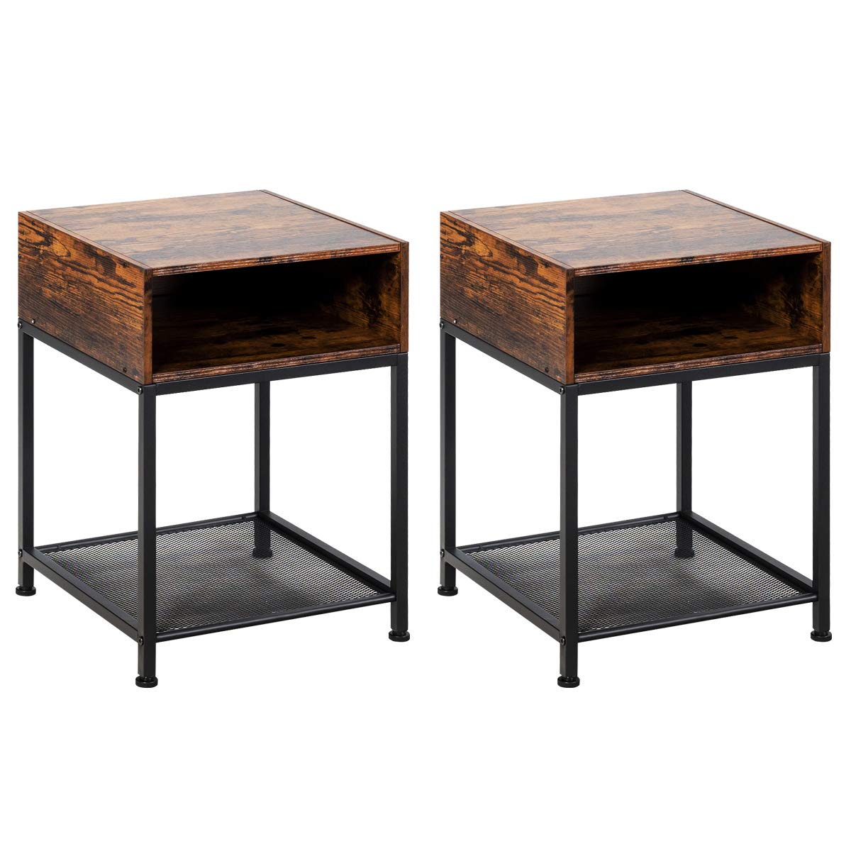 Giantex End Table Industrial W/Open Compartment