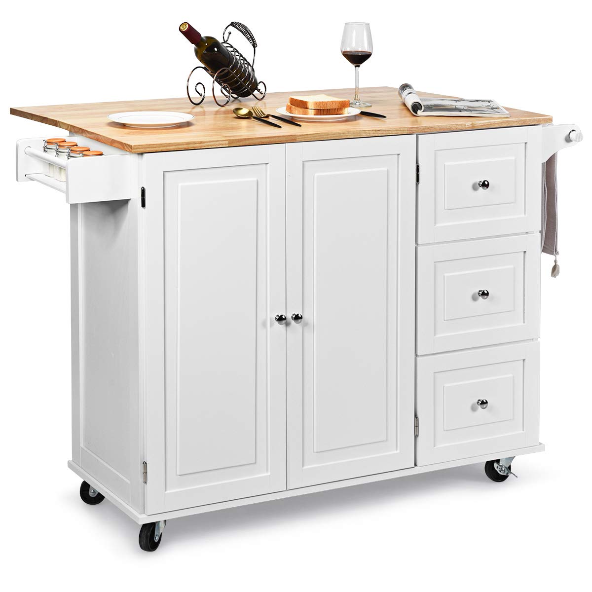 Giantex Kitchen Island Cart with Drop-Leaf Tabletop