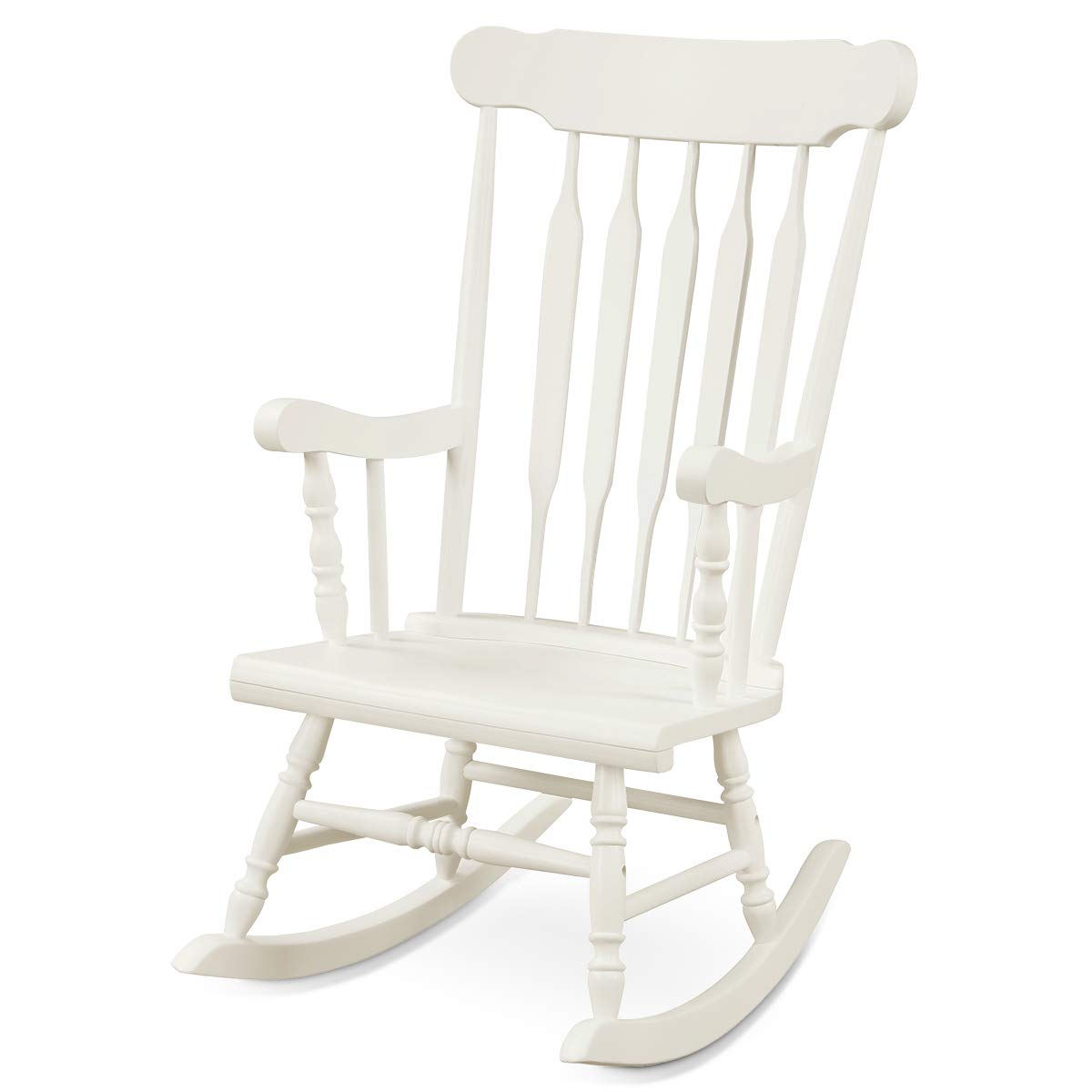 Giantex Outdoor Wood Rocking Chair - Set of 2 Patio Rocking Chair with Solid Frame