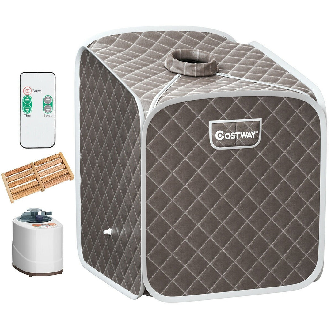 Giantex Portable Steam Sauna Spa 2L Folding Private Sauna Tent W/Chair Foot