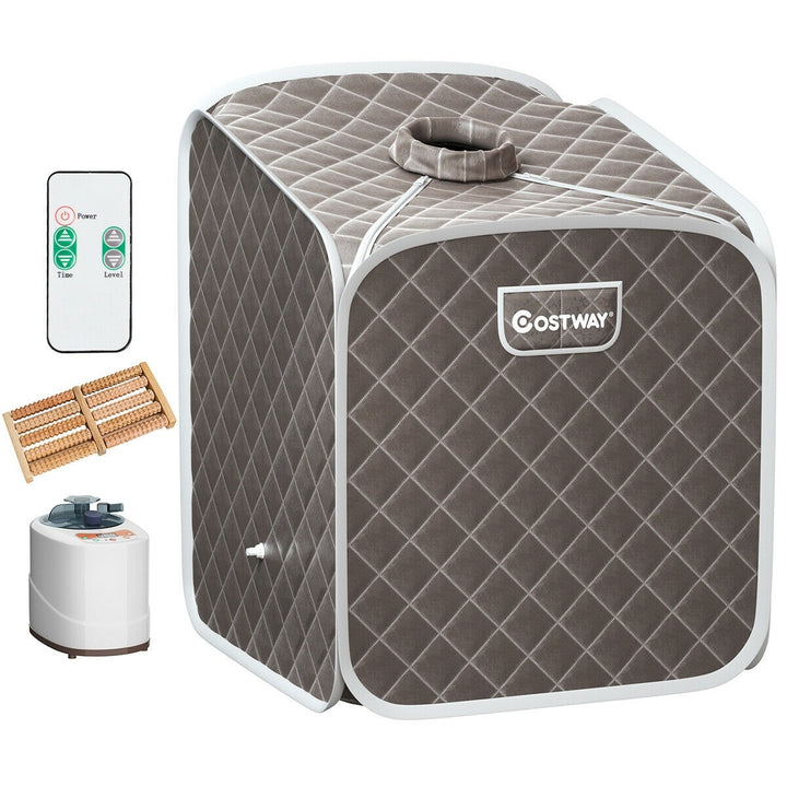 Giantex Portable Steam Sauna Spa 2L Folding Private Sauna Tent W/Chair Foot