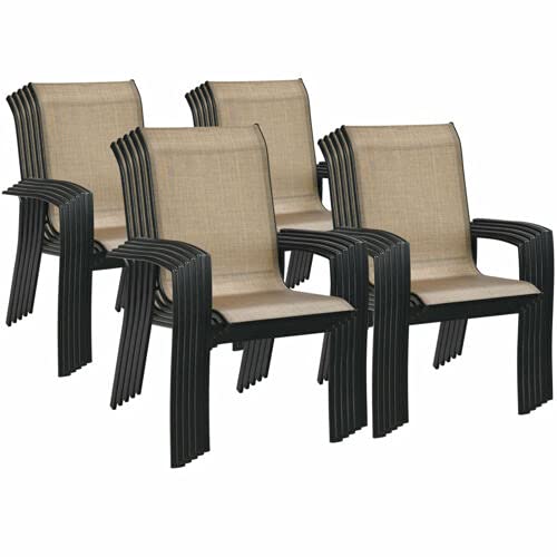 Giantex Metal Camping Chairs with High Backrest Armrest for Porch Deck Pool Beach Yard