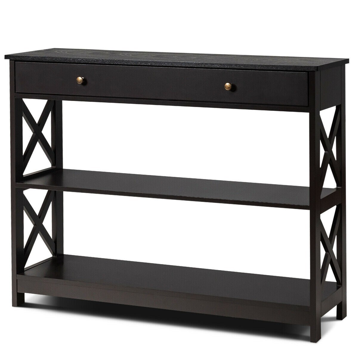 Giantex Console Table 3-Tier W/Drawer and Storage Shelves