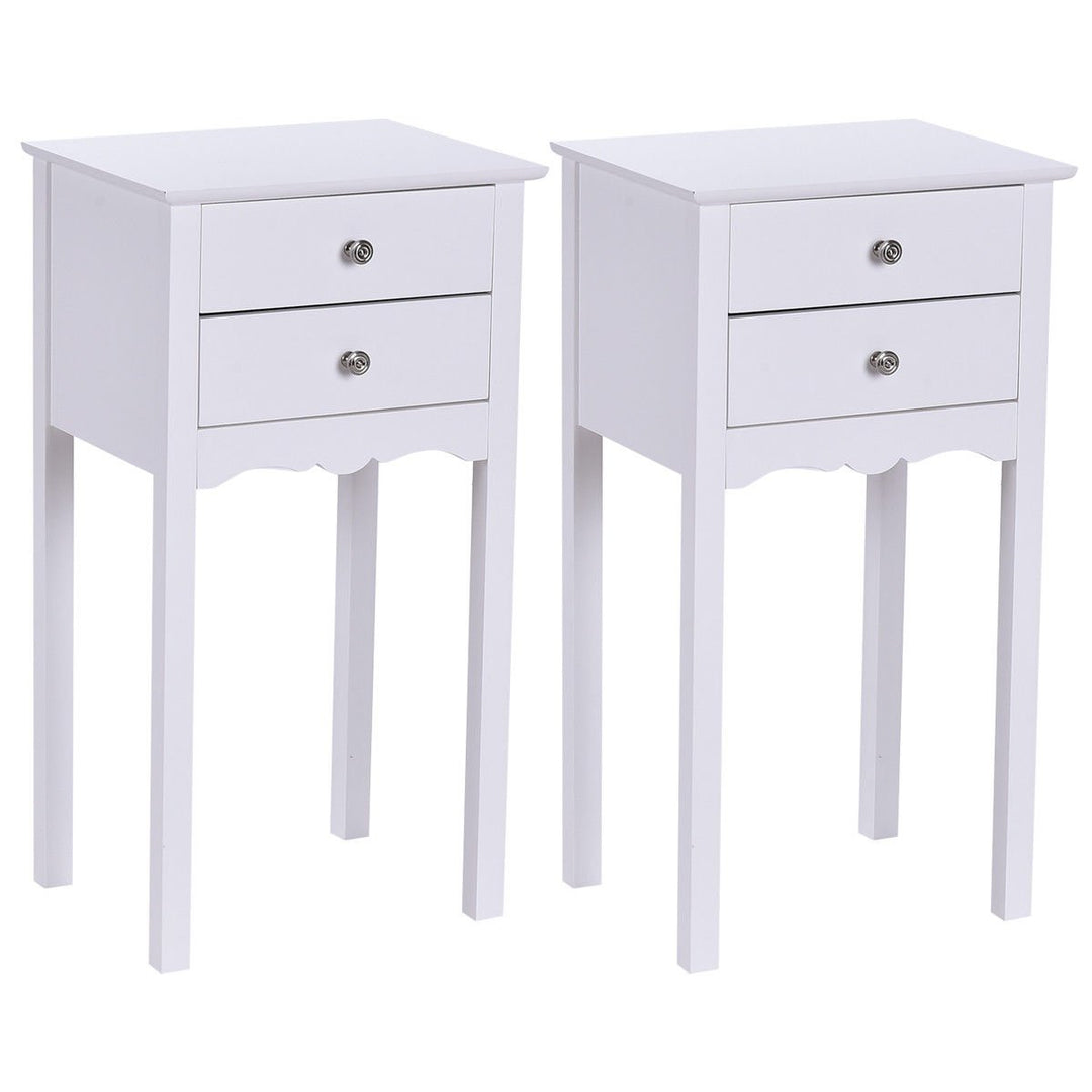 Giantex End Table w/ 2 Drawers Side Table Nightstand Multi-Purpose Accent Table Living Room Bedroom Home Furniture