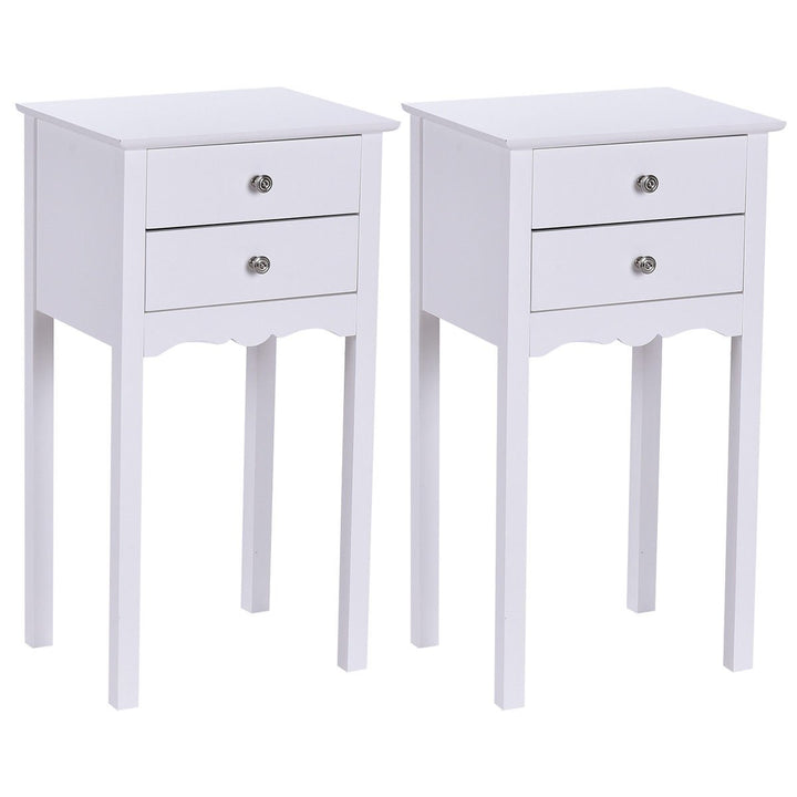 Giantex End Table w/ 2 Drawers Side Table Nightstand Multi-Purpose Accent Table Living Room Bedroom Home Furniture