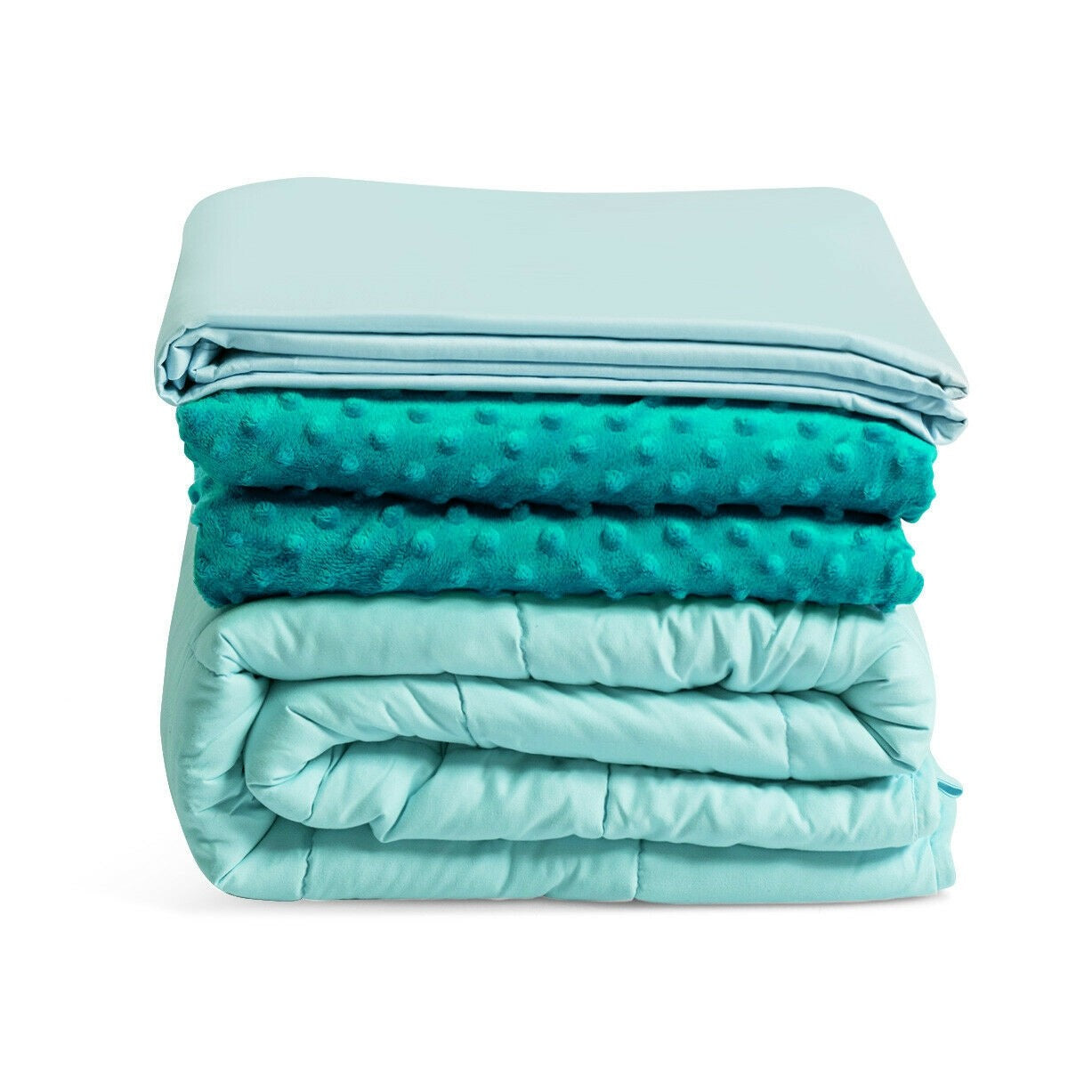 Giantex Weighted Blanket with Duvet Covers, Hot and Cold Duvet Cover Set, 60" x 80"