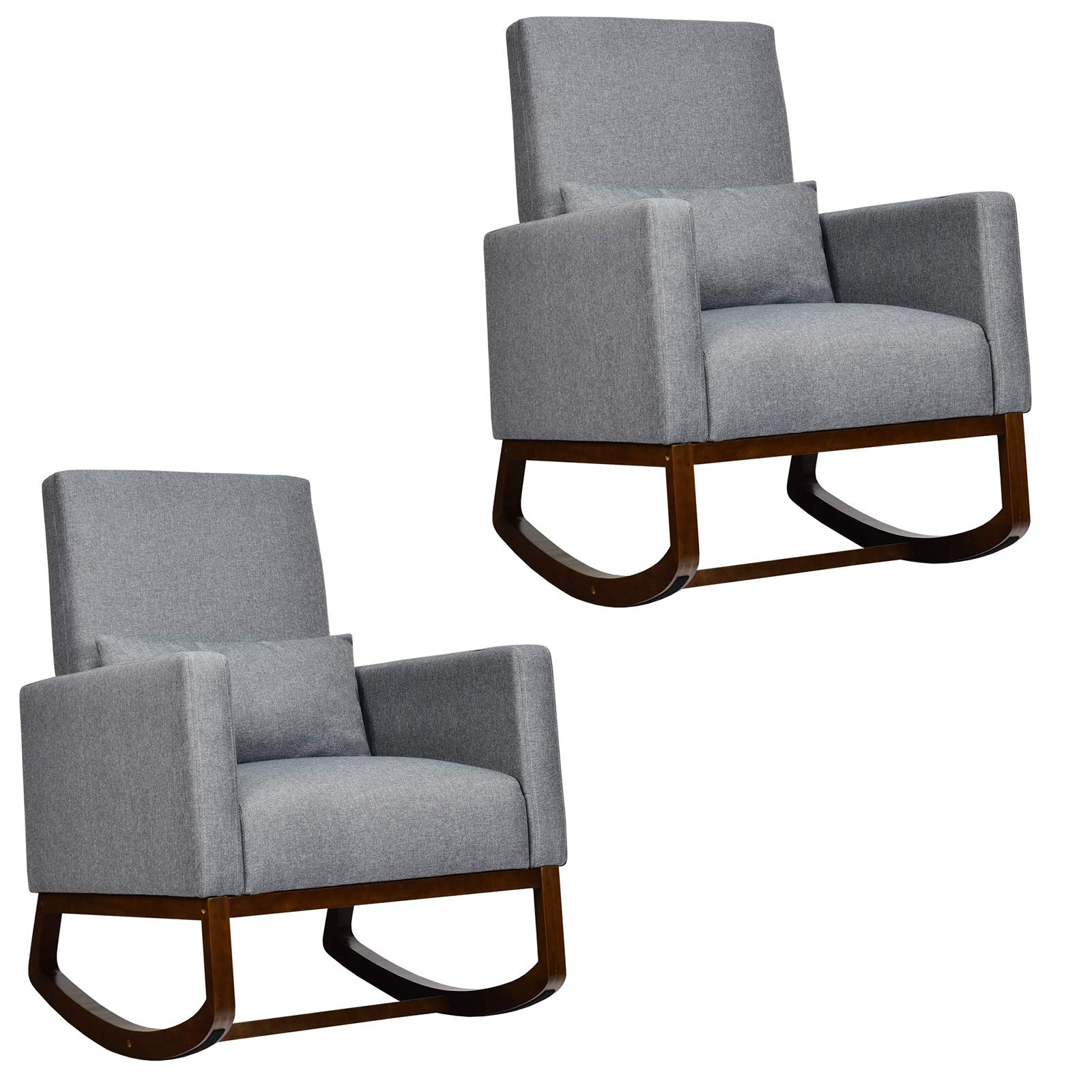 Giantex Upholstered Rocking Chair, Modern High Back Armchair