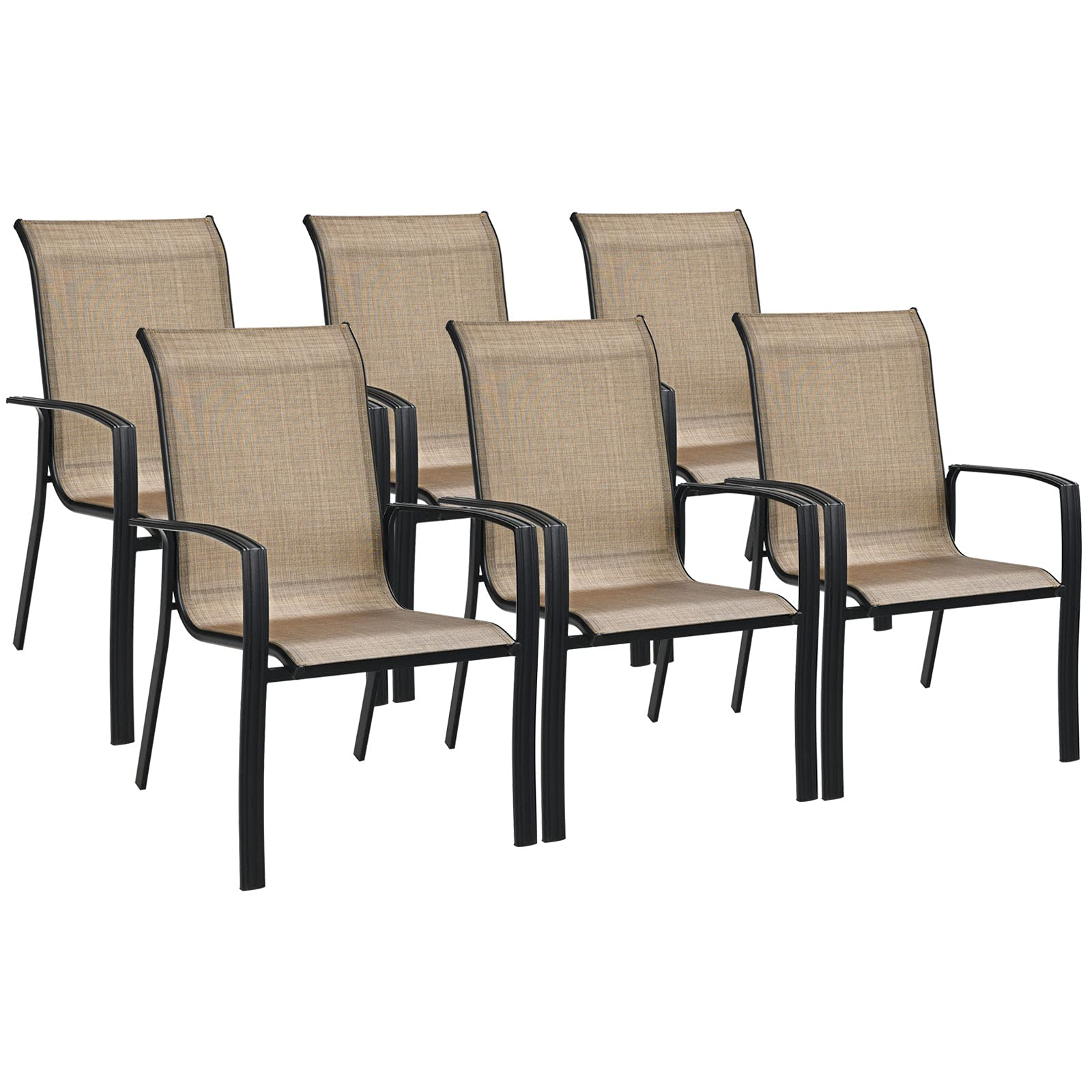 Giantex Metal Camping Chairs with High Backrest Armrest for Porch Deck Pool Beach Yard