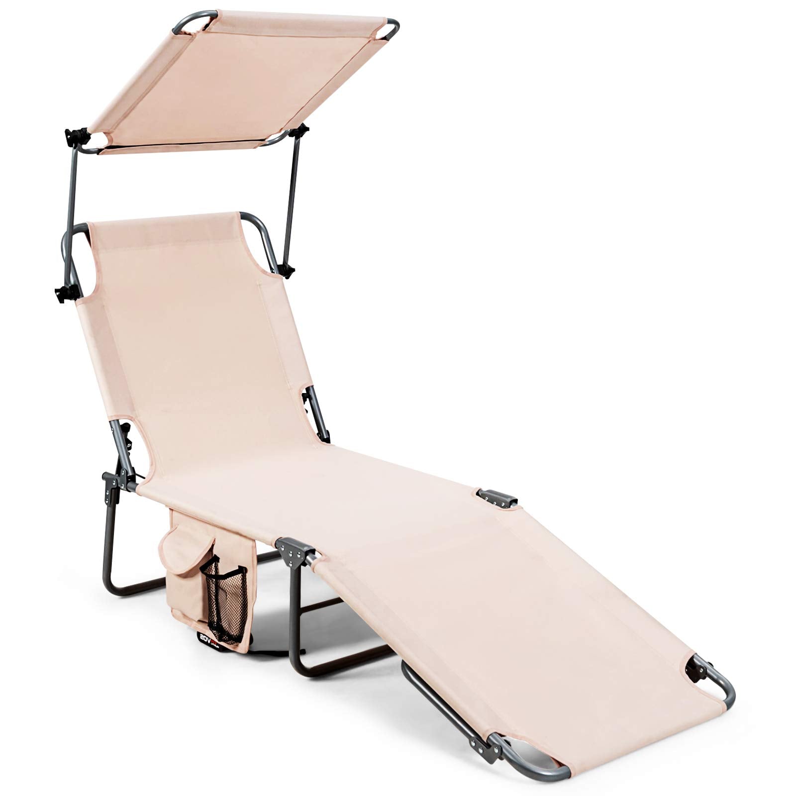 Giantex Lounge Chaise Chair Position and Shade Adjustable W/Canopy and Storage Pocket