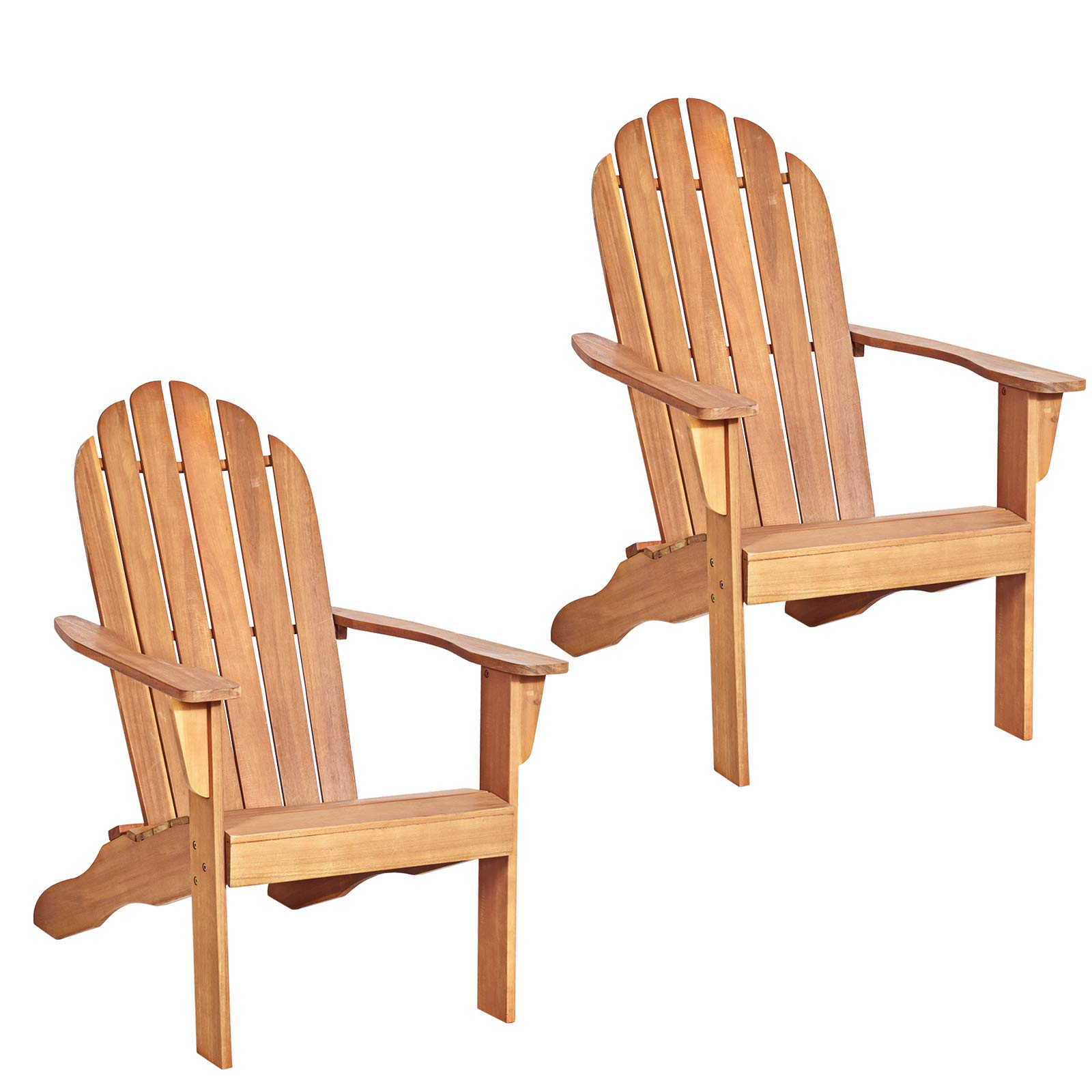 Giantex Adirondack Chair Outdoor Wooden W/Ergonomic Design Acacia Chair for Yard