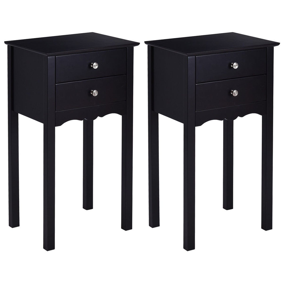 Giantex End Table w/ 2 Drawers Side Table Nightstand Multi-Purpose Accent Table Living Room Bedroom Home Furniture