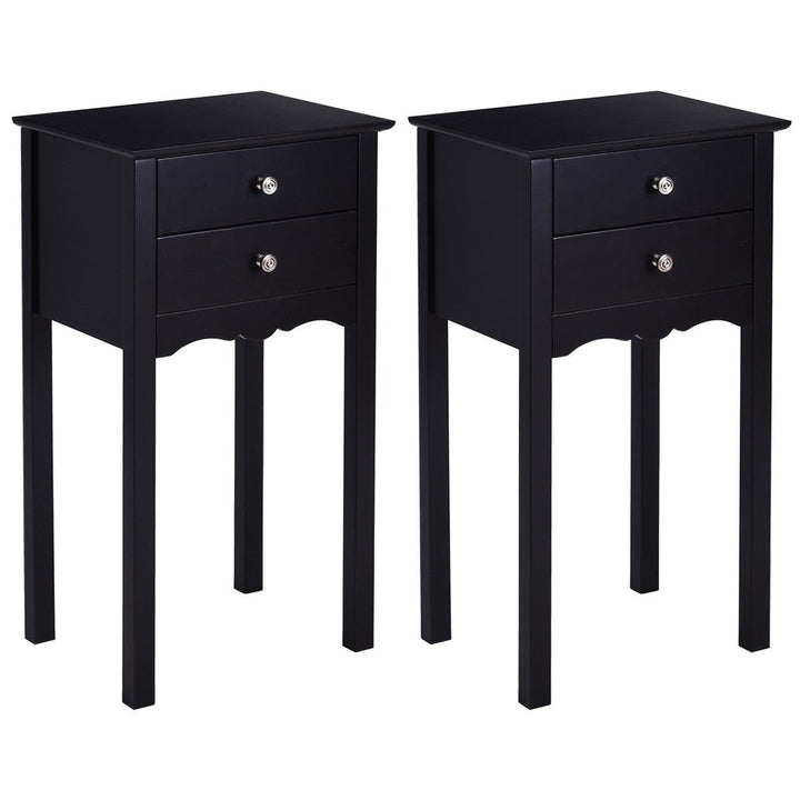 Giantex End Table w/ 2 Drawers Side Table Nightstand Multi-Purpose Accent Table Living Room Bedroom Home Furniture