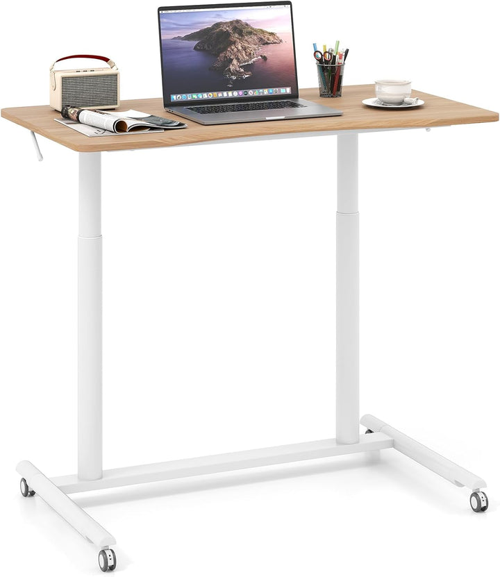 Giantex Mobile Standing Desk Height Adjustable Computer Desk with Wheels & Aluminum Frame