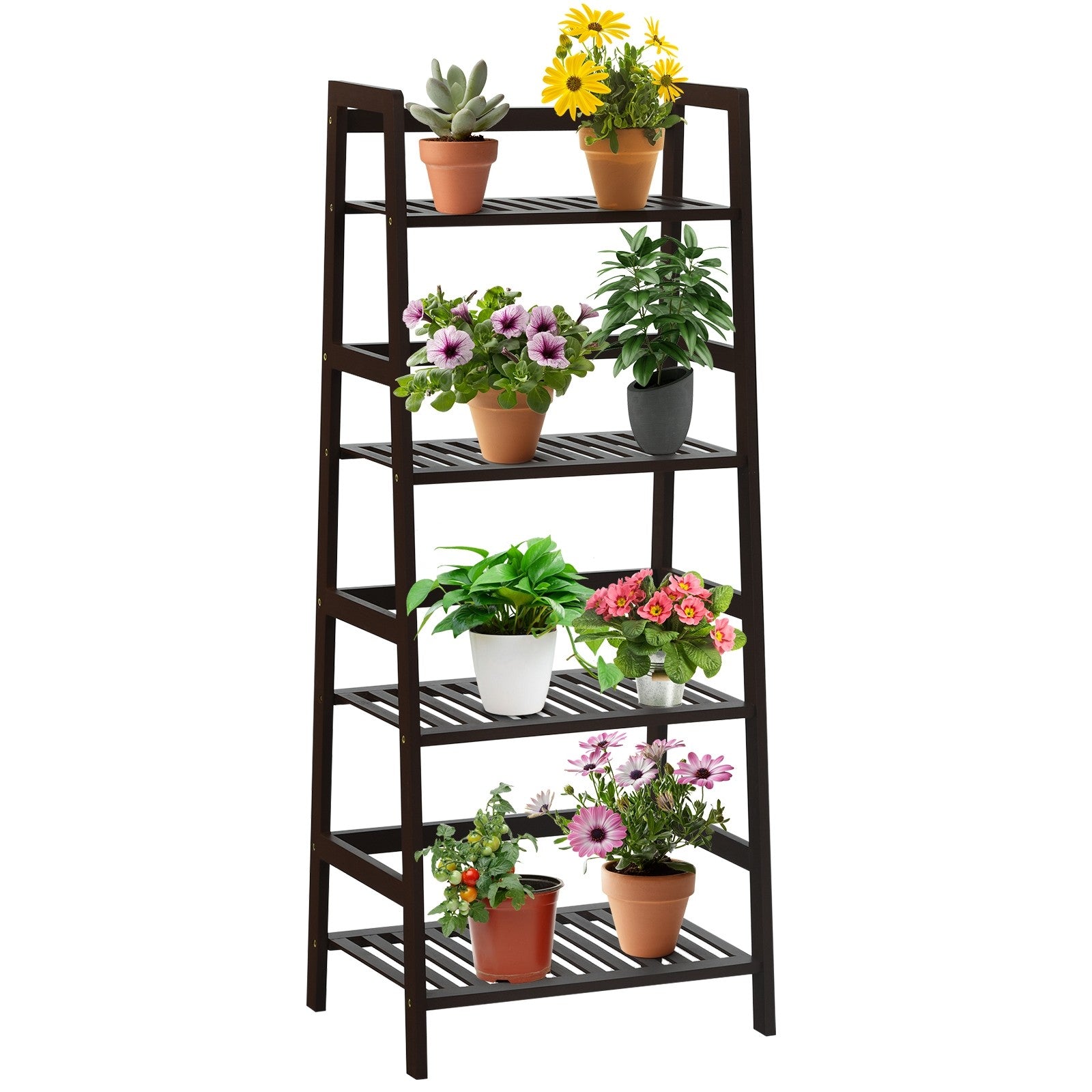 4-Tier Ladder Shelf Plant Stand | Bamboo Flower Pots Holder
