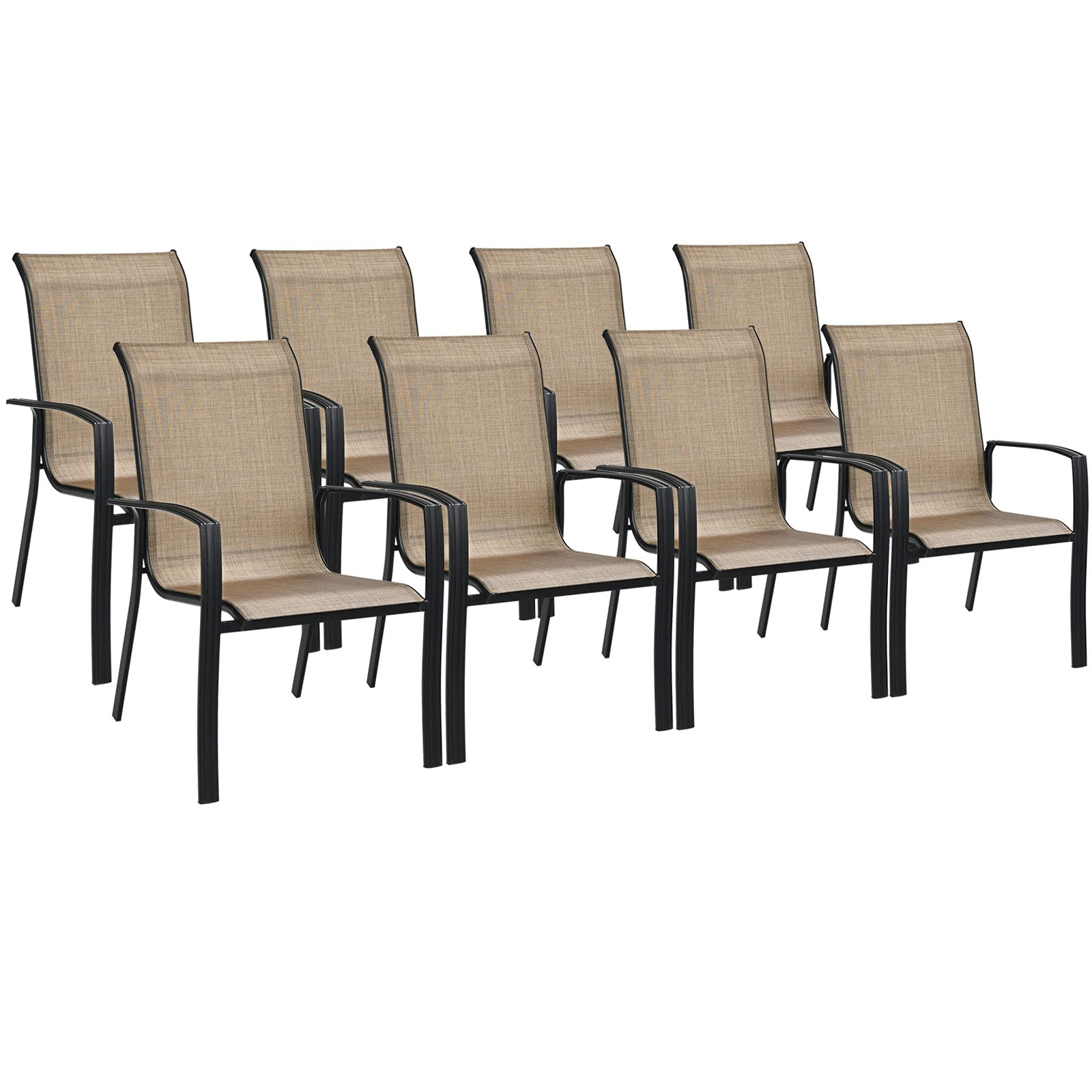 Giantex Metal Camping Chairs with High Backrest Armrest for Porch Deck Pool Beach Yard