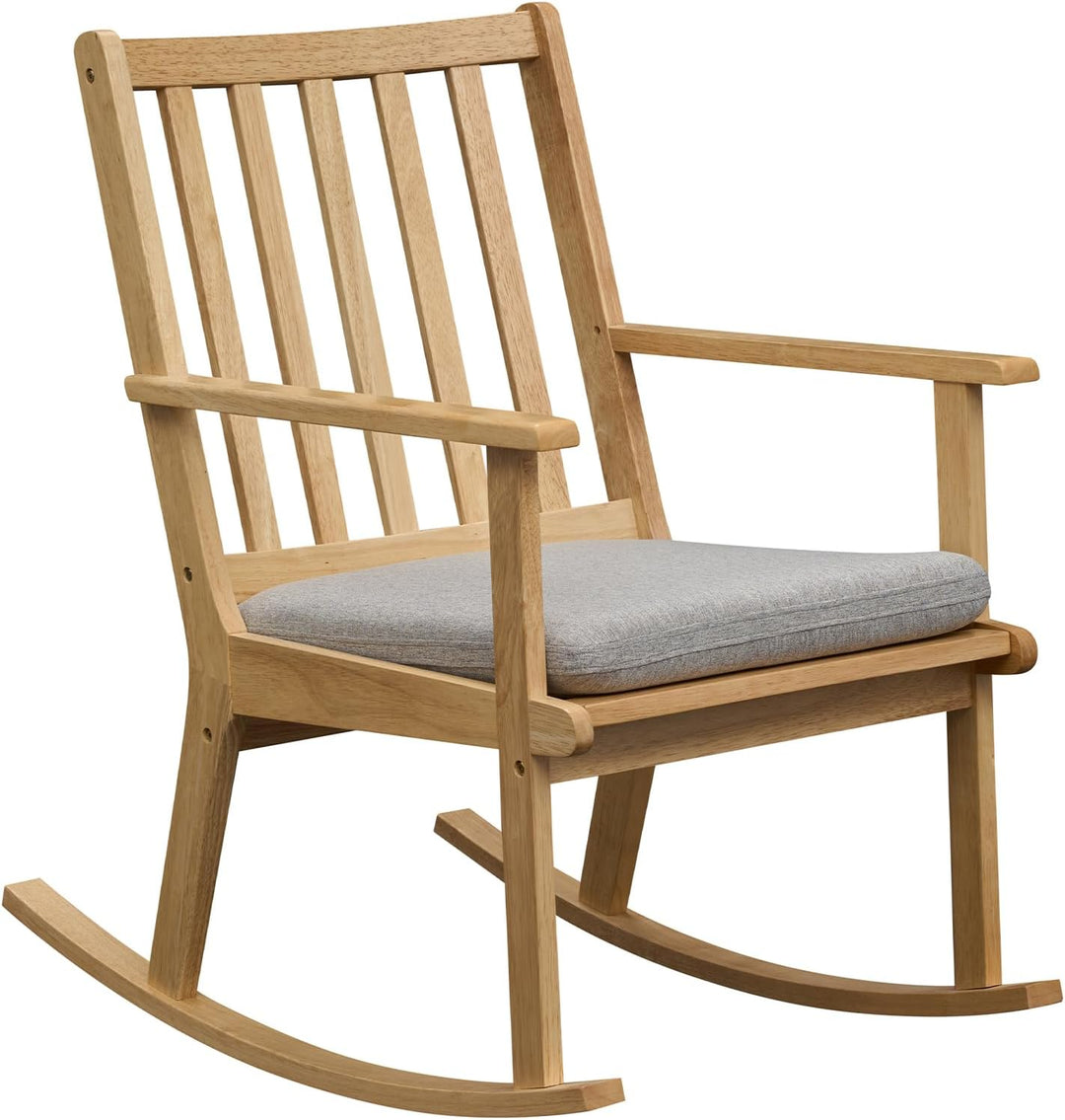 Giantex Rocking Chair with Cushion Solid Rubber Wood Rocker with Padded Seat