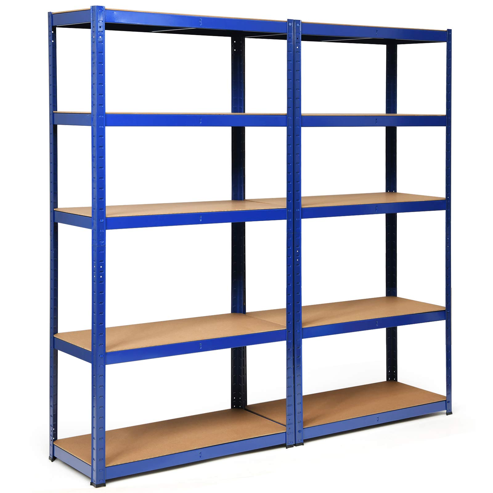 Giantex 2 Pieces Shelving Rack Storage Shelf Steel Garage Utility Rack 5-Shelf Adjustable Shelves